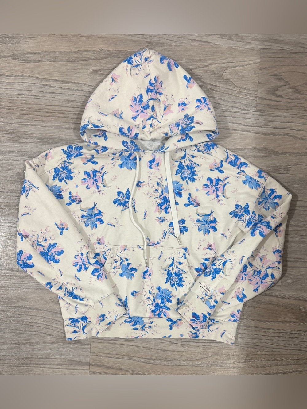 Rag & Bone Floral Hoodie Blue Pink Cream Cottagecore Feminine Size Small